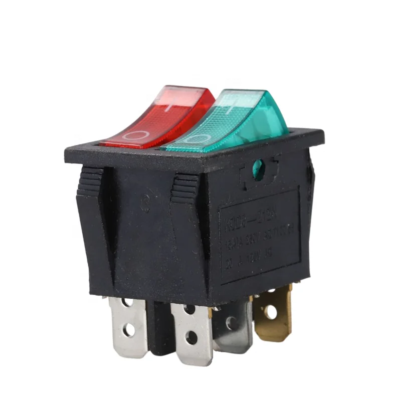 Custom KCD8 20A 125V  Red and Green Power Button 2 Gear 6 pin Switch Electric  Dual Rocker Switches