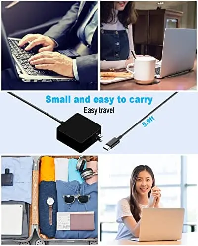 65W USB C power adapter C-type Power PD Wall Quick Charger compatible with Mac Book Pro Dell Latitude Lenovo Huawei