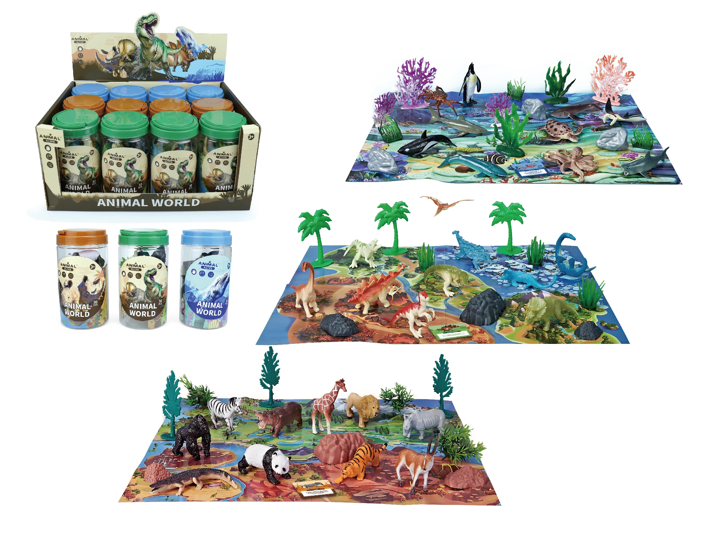 Miniature Simulation Zoo Farm Animal Set Toy Dinosaurs Model Plastic Toy Forest PVC Wild Animals Figures Toys Set