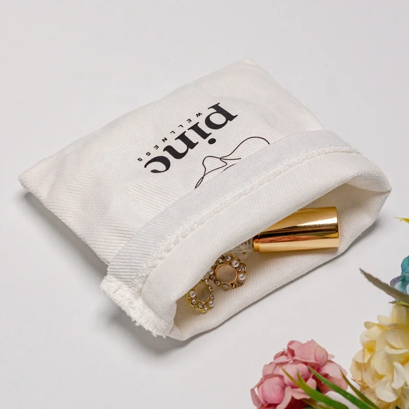Organic Customized Logo Small Twill Cotton Pouch Clothing Shoes Dust Cotton Drawstring Bags