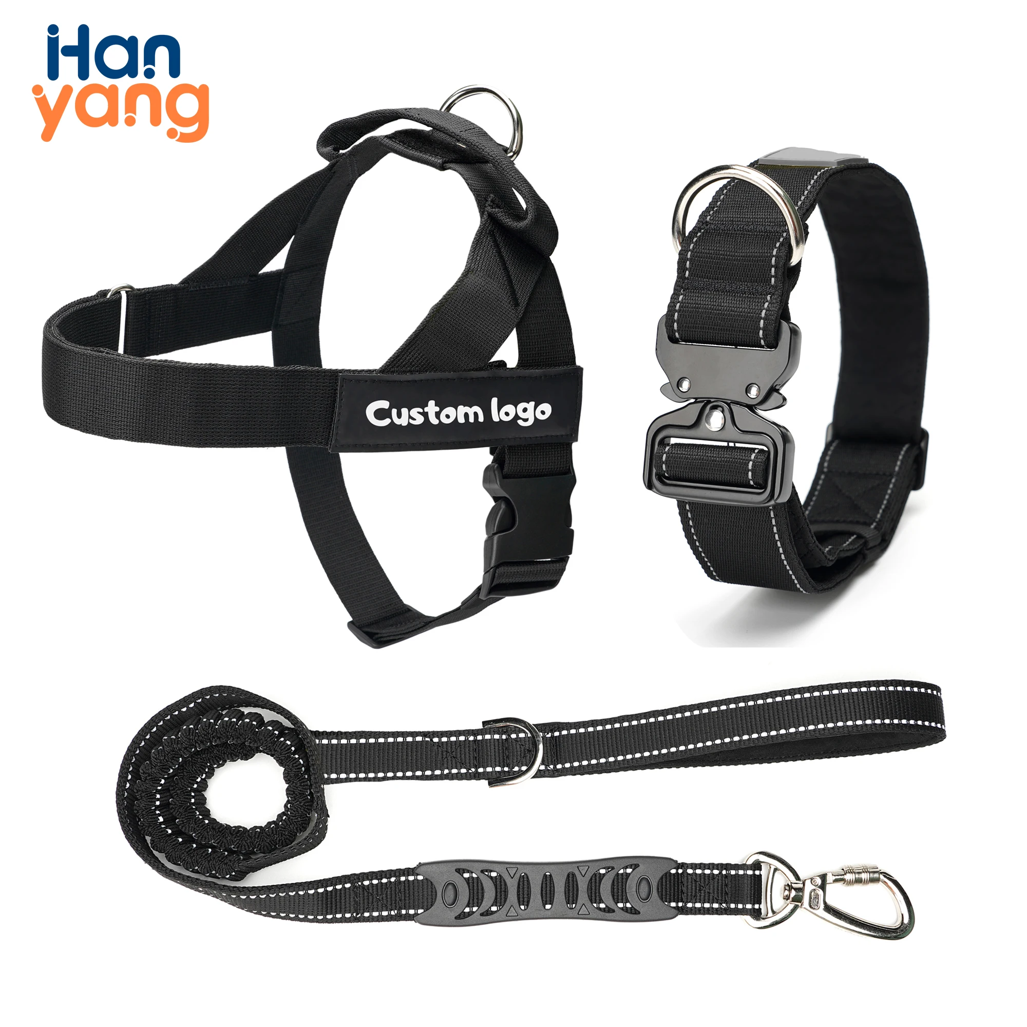 HanYang OEM Dog Collar Leash Harness Sets NO PULL Reflective Breathable Adjustable Pet Harness For Small large Dog Harness Vest