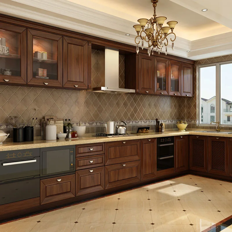 China Supplier European Style Cherry Wood Kitchen Cabinet