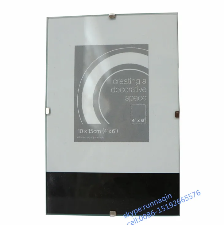 Оптовая продажа, Безрамная подвесная фоторамка из стекла FSC MDF размером 4x6 для свадебной любви