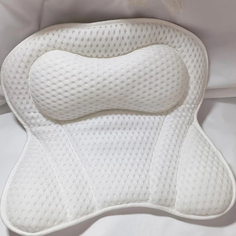 B&M Breathable 4D Bath Pillow Waterproof 3D Air Mesh Tub Spa Butterfly Bath Pillow Neck Back Spa Bath Cushion With Suction Cups