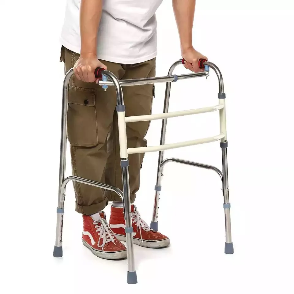 Elderly Foldable Walker Adjustable Height Walking Stick For Disabled Mobility Walking Aids Stainless steel walker