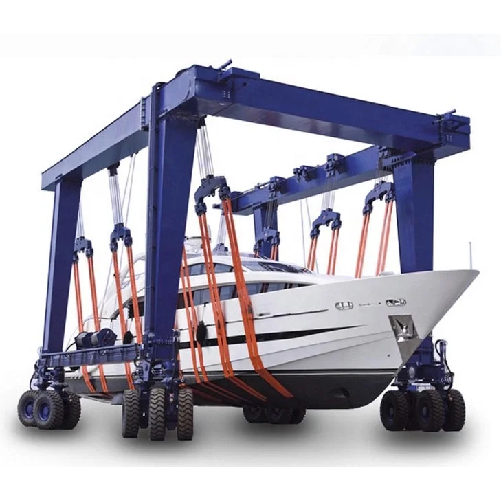 China shipyard heavy duty 100 200 ton mobile boat yacht vessel lifting gantry crane 50 ton marine lifting hoist crane for sale