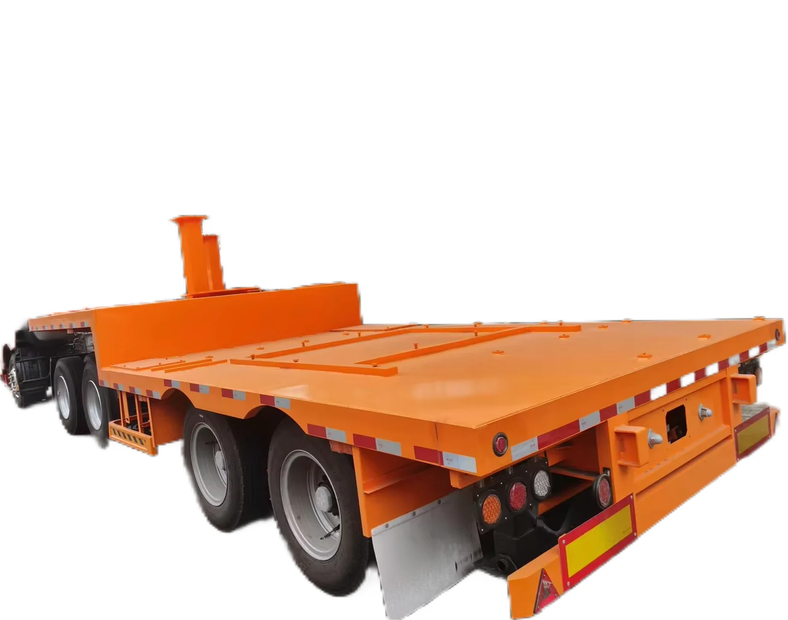 Factory offer oem double axles iron texture length from 10m to 20m heavy duty low flatbed transport truck semi trailer