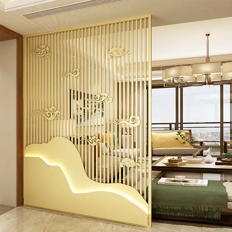 Quality Unique Customized High End Fixed Hotel Stainless Steel Laser Cut Metal Decorative Room Divider Screen Restaurant Shop