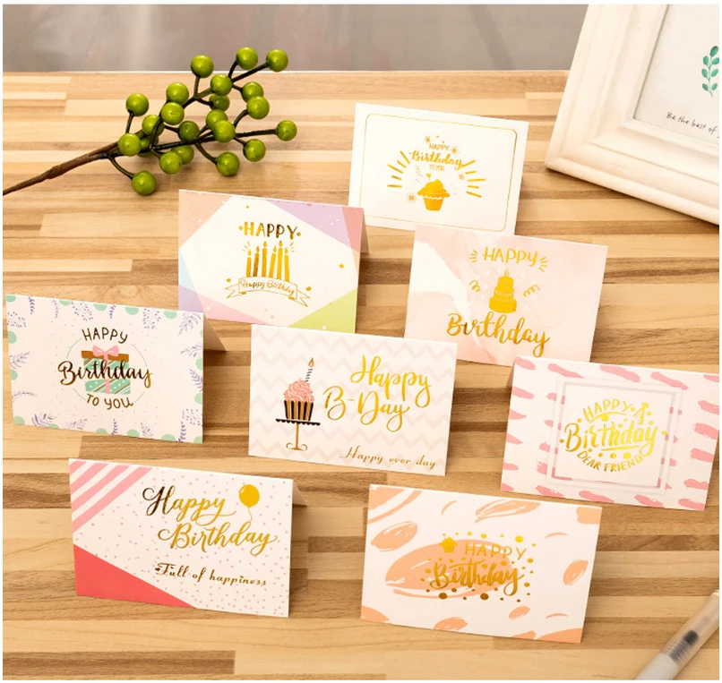 63 Styles Premium Quality Handmade Creative 18th Gold Foil Birthday Gift Card Bulk Greeting Card Thank You Birthday Cards Kids
