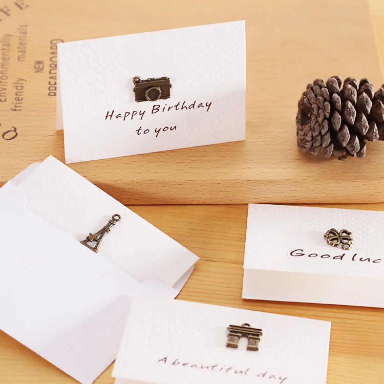 Metal Retro Small Card Holiday Message Blessing New Year Greeting Card Wedding Small Card Christmas Gifts