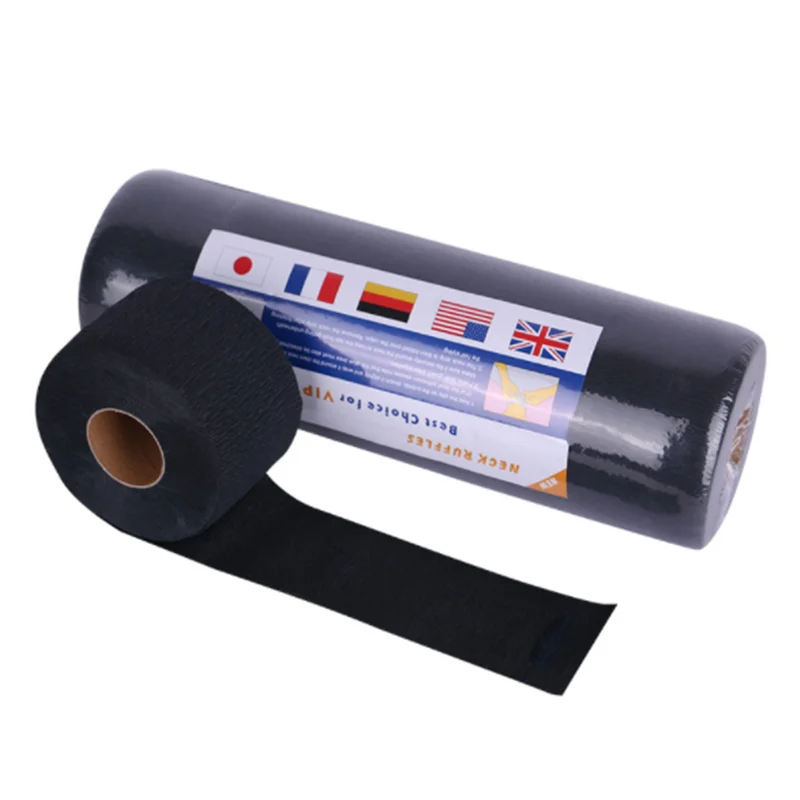Soft White Waterproof Hair Salon Cutting Ruffles Disposable Elastic Hygienic Collar Strips Neck Paper Roll for Barber