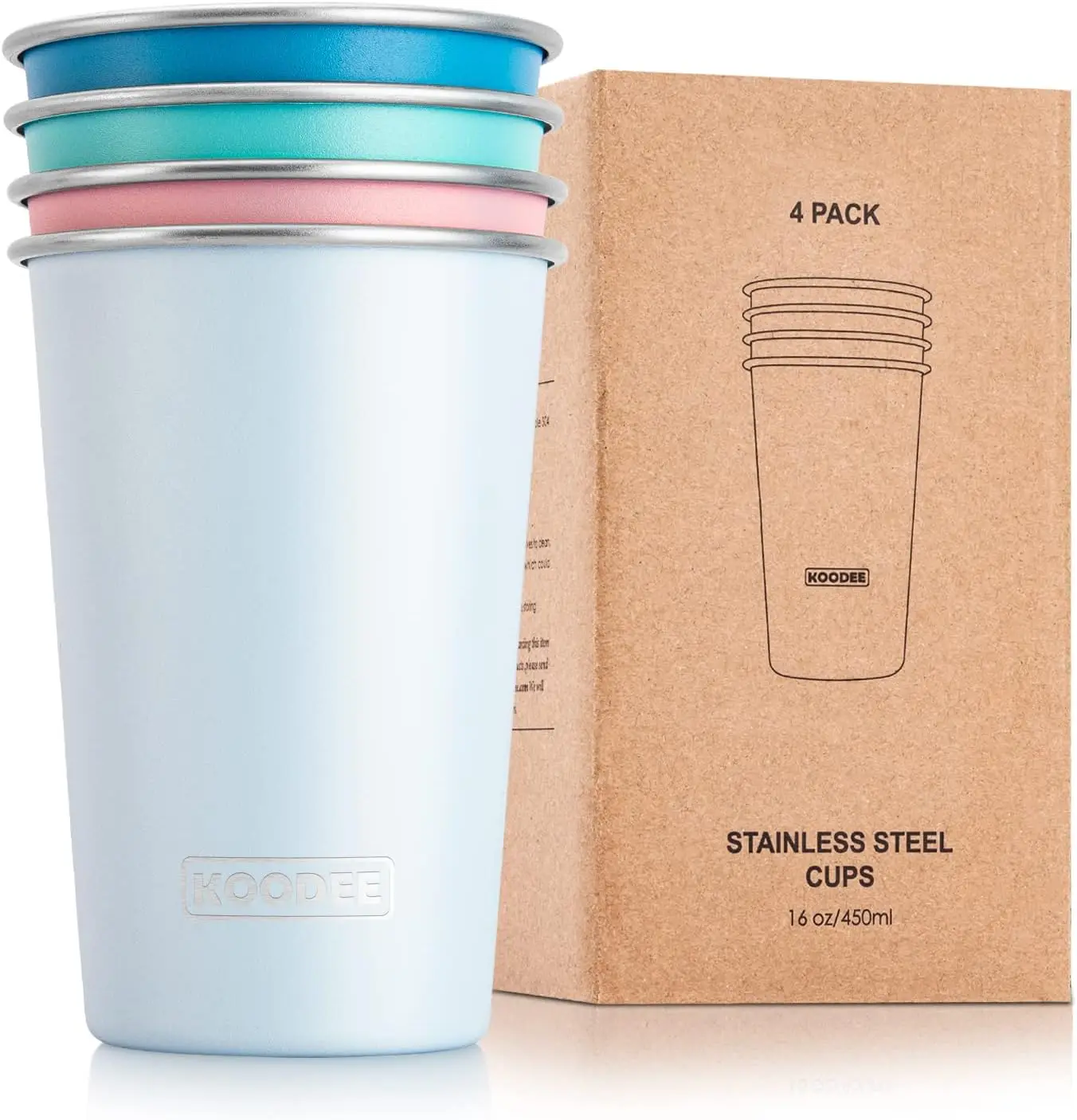 Stainless Steel Pint Cup,Healthy Unbreakable and Stackable,Metal Drinking Glasses