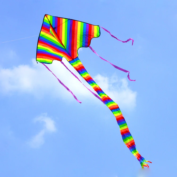 Горячая Распродажа 2021 недорогой воздушный змей Delta Rainbow Stripe длиной 1 м для детей с платой