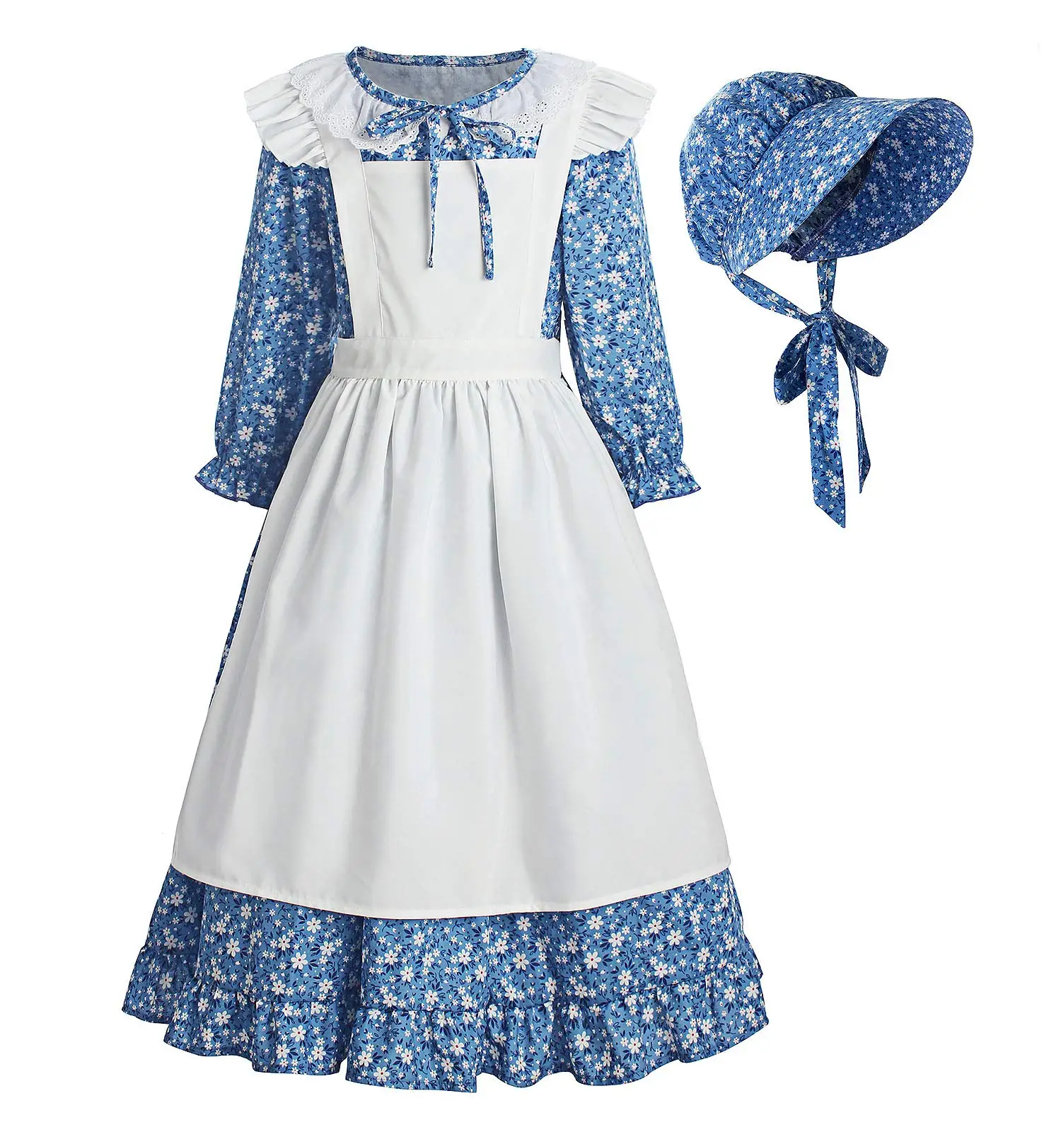 2021 Little Girl American Pioneer Colonial Dress Costume Girls Prairie Dress Civil War Floral Dress For Girls