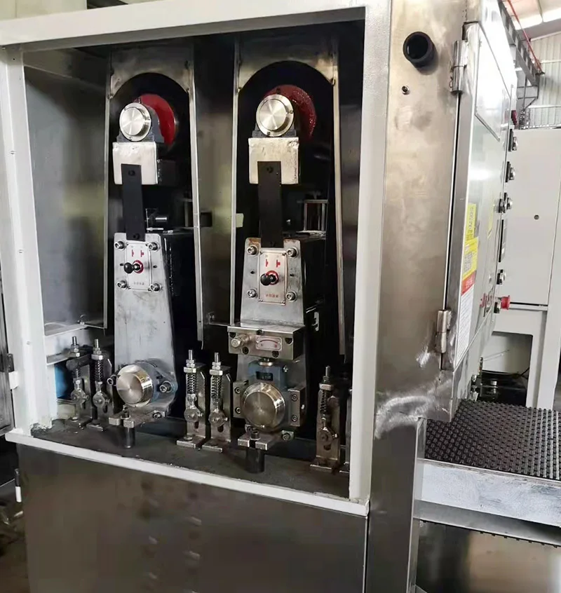 Automatic machines for buffing polishing and satin finishing metals