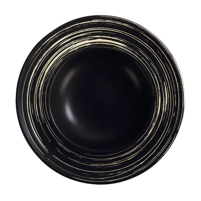 Matt Black  Porcelain Ceramic Dinner set Plate matte Crockery Restaurant Dinnerware