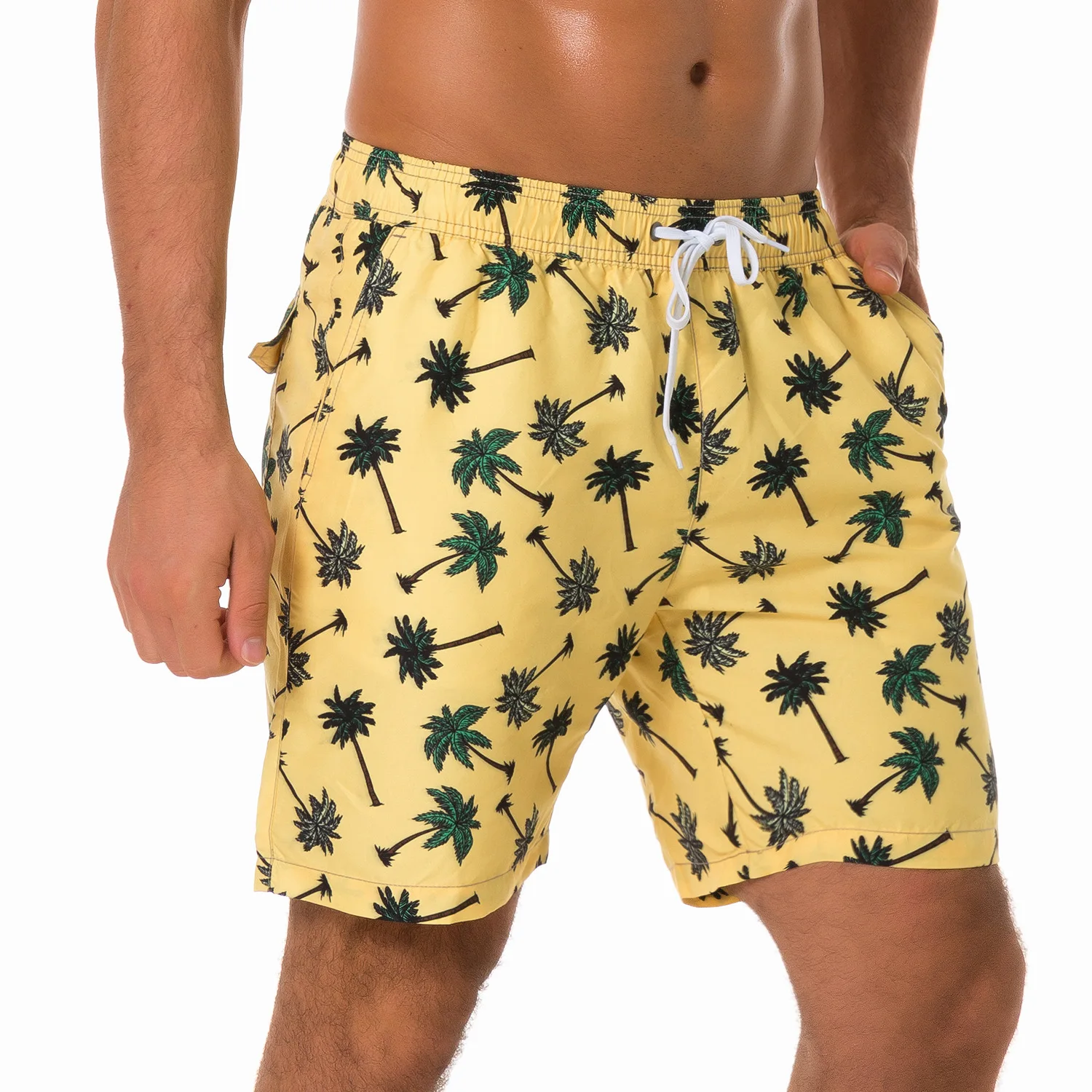 Wholesale fashion style Factory direct sale digital print high quality swimwear palm tree men swim trunk with mesh lining