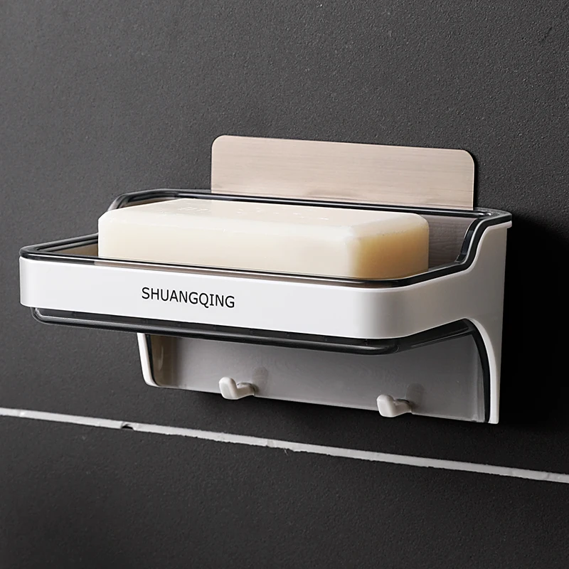 Good quality Wall mounted bathroom plastic soap dish with hook soap holder