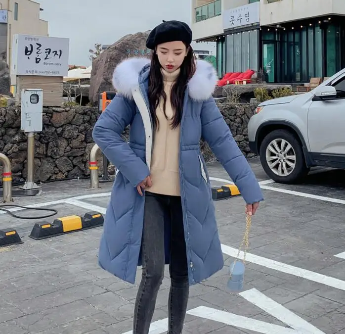 Queena Womens Quilted Puffer Coat Down Cotton Hooded Long Winter Warm Fur Parka Jackets