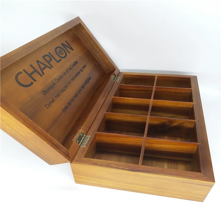 Деревянная коробка-органайзер для чая и кофе из акации с отсеками