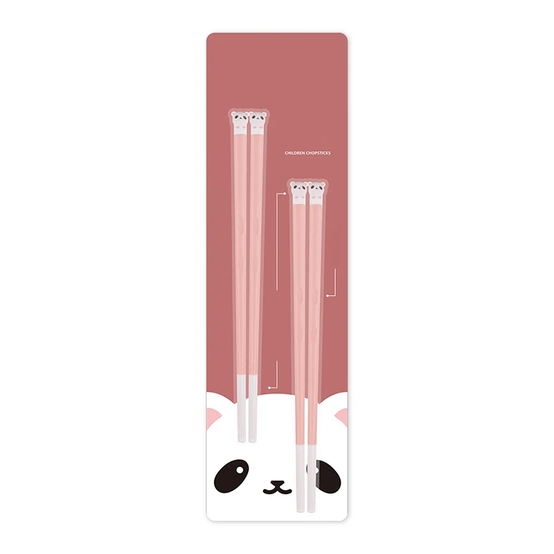 Cute animal bear panda design pink blue plastic pps silicone kids children chopsticks for baby boys