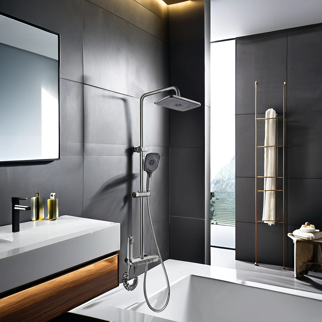 Light Luxury Bathroom Four-function Shower Set Foreign Copper Rain Shower Set
