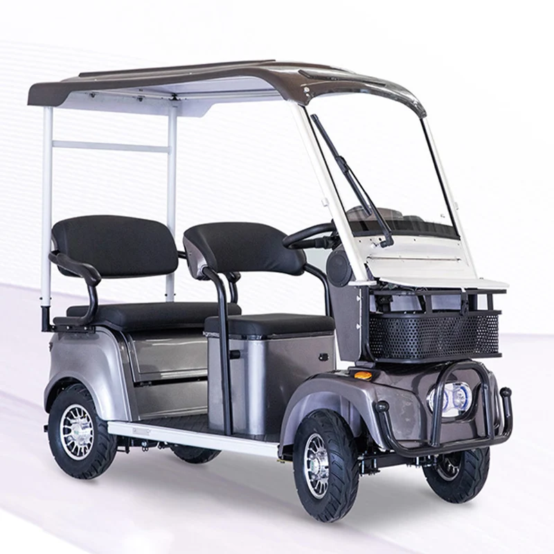 Powerful lithium battery four-wheel sightseeing tourism classic electric vehicle with windshield