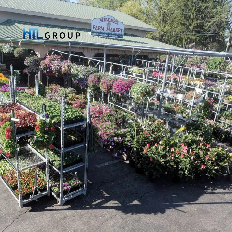 Mushroom nursery transport storage rolling metal gardening trolley plant rack for sale