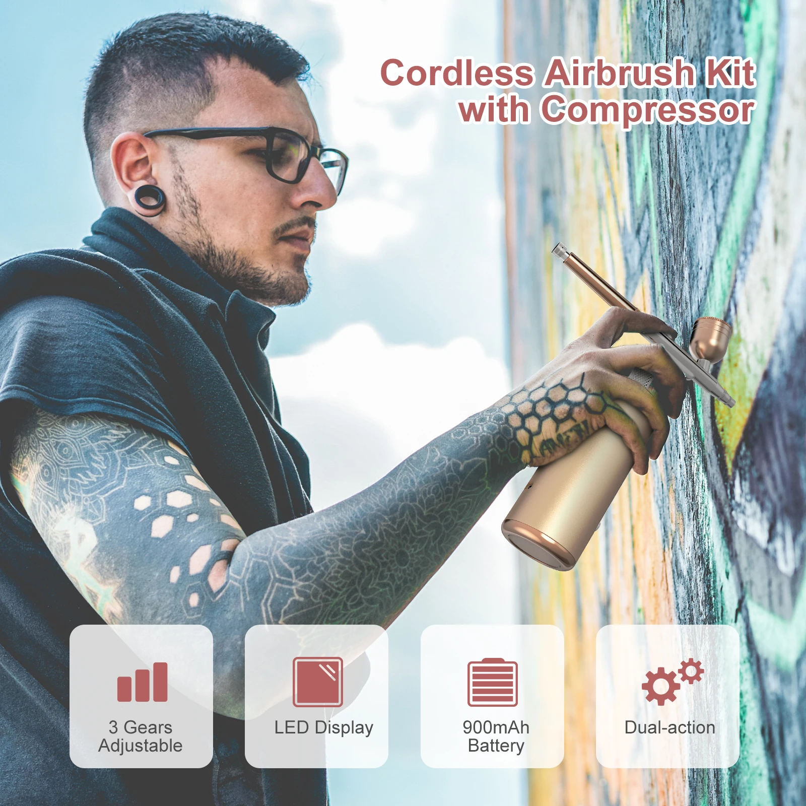 New Design Diy Cordless Nano Spray Gun Barber Nails Hair Makeup Air Compressor Kit Mini Airbrush