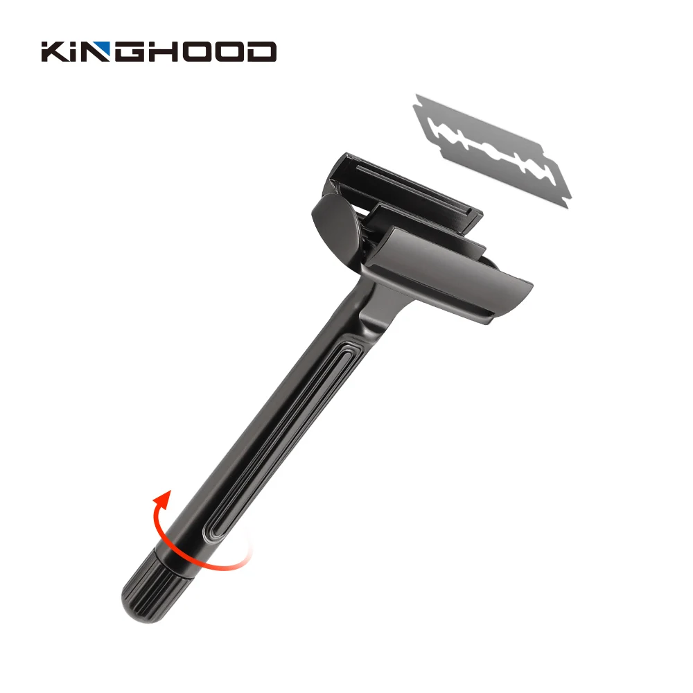 Custom Logo Premium Black Open Adjustable Metal Butterfly Safety Razor for Men