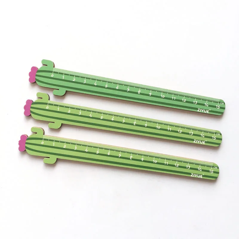 Creative Cactus Shaped Wooden Ruler Student Stationery Measuring Ruler Drawing Stationery Wholesale