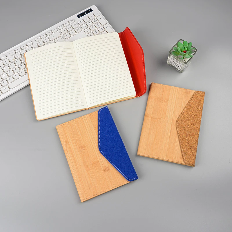 New Design Hot Sell Business A5 80 Sheets Bamboo Cover Notebook Hardcover Planner Diary Style Notebook with Magnet Closure