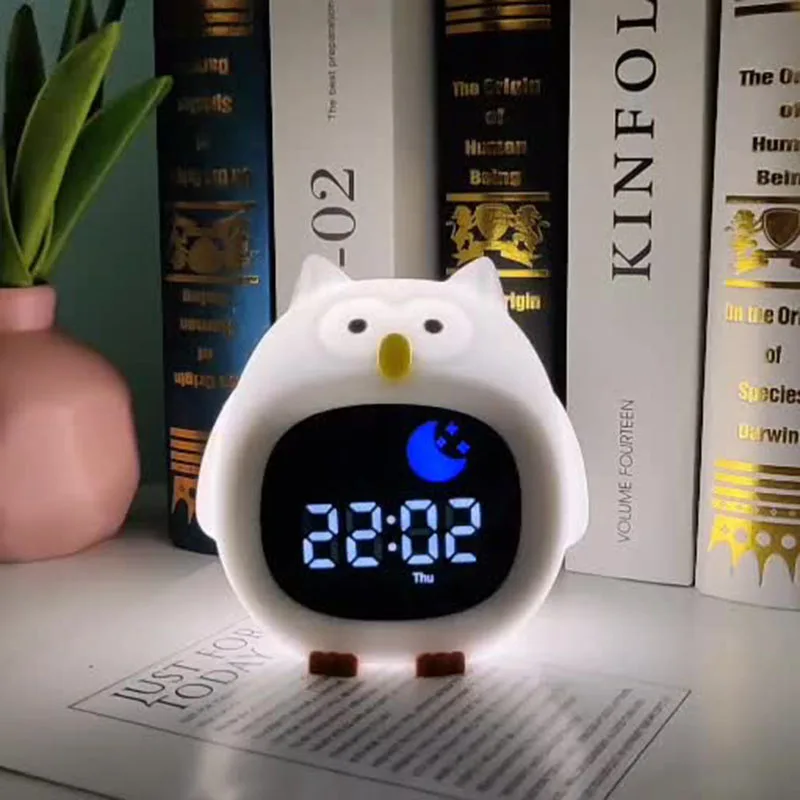 Baby Cute Training Room Alarm Clock Owl Night Light With Music Children Kids Sleep Trainer 6 Soothing Sounds