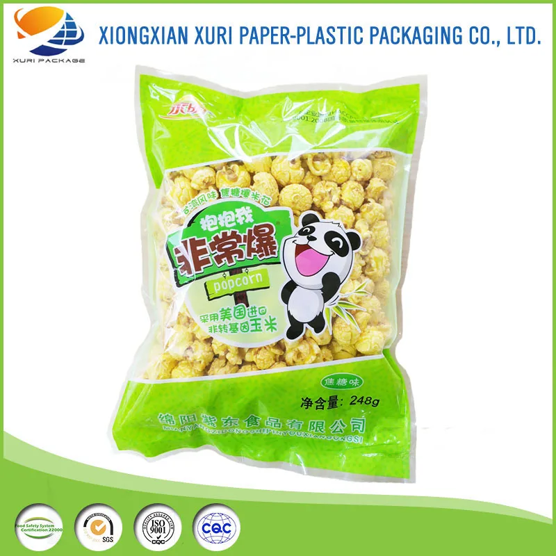 
Custom printed heat seal snack food packaging back sealed popcorn packing pouches snack food bags 