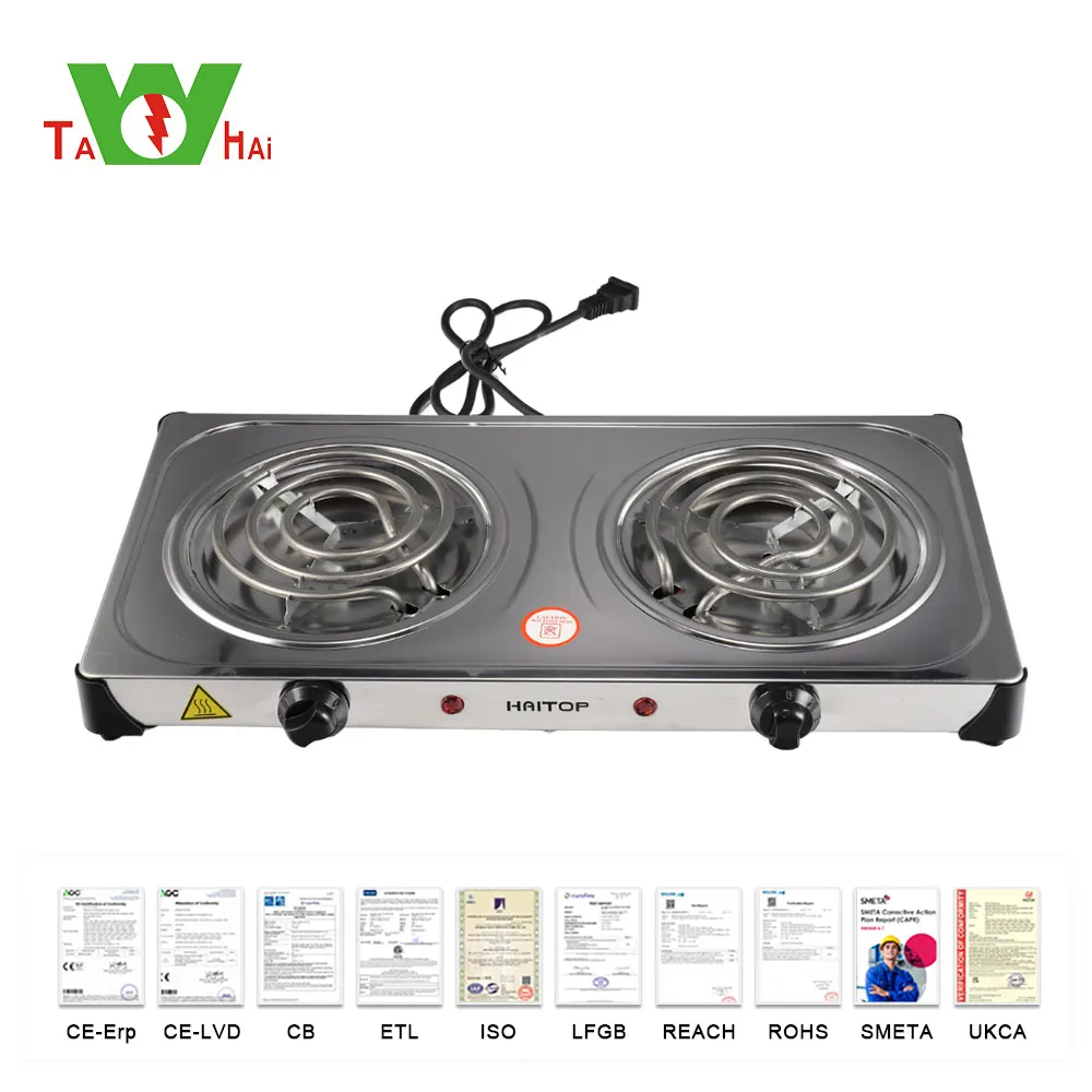 Kitchen cooking appliances electric stove coil two burners 2000W electric stove hot plate
