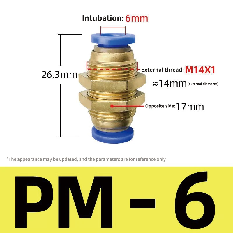 PM Series Straight Air Pneumatic Fittings Pneumatic Push to Connect Tube Fitting Quick Tube Connector Parts for Air Accessories