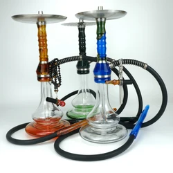 Russia Hookah Glass Vase Wood Stem Shisha Hookah With LED Light