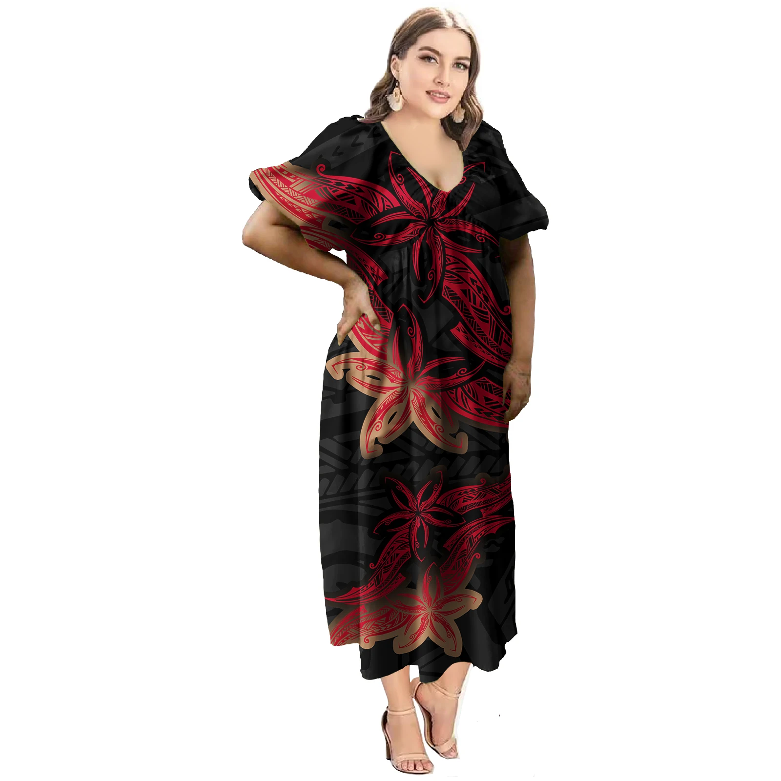 Summer Pacific island polynesian Beach Hawaiian Dress Polynesian Samoan Tribal Pattern Design Fashion Casual Dresses