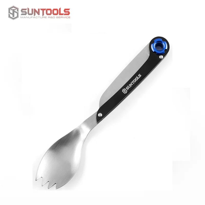 Stainless Steel Outdoor Camping Multifunctional Spork foldable knife spoon and fork Travel Cutlery Set