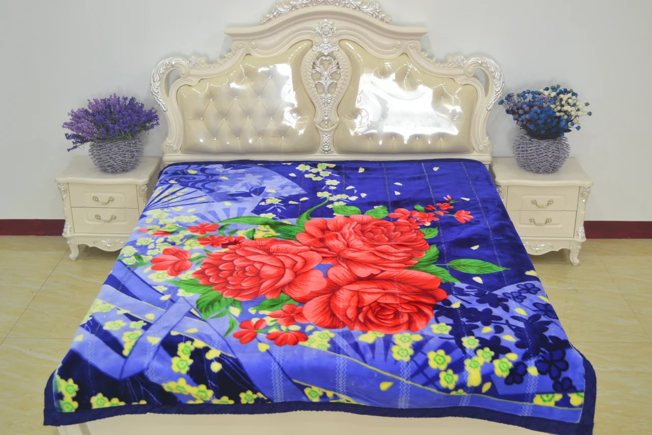 Wholesale Luxury Raschel Blankets Flannel Fleeced Material Warm Double Bed Polar Mink 8kg for Winter Cheap Plain Fluffy Blanket