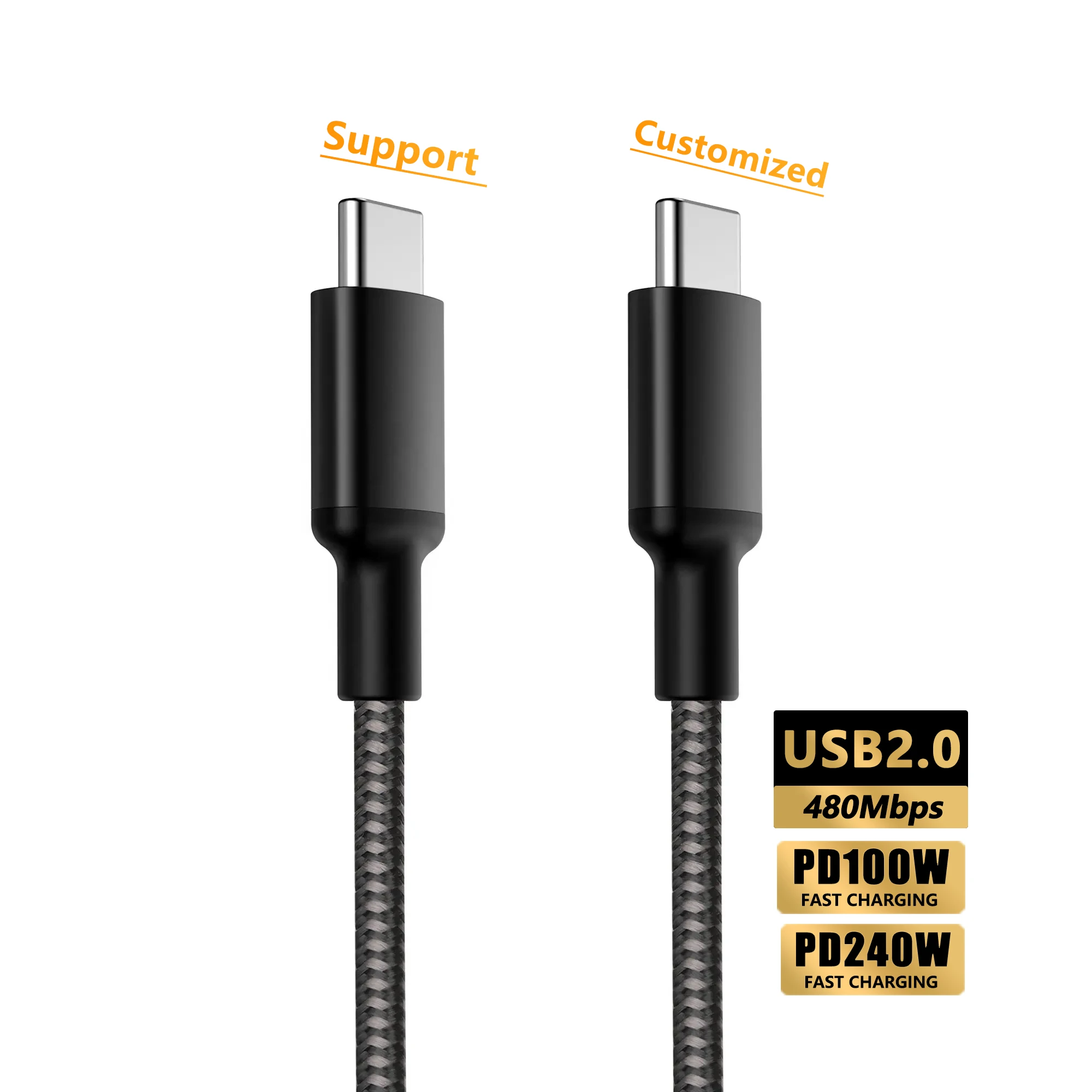 2024 Cable Type-C to C Phone Cord Portable Charger Travel Fast Charging Data Cables For Cell Phone Computer accessories Laptop