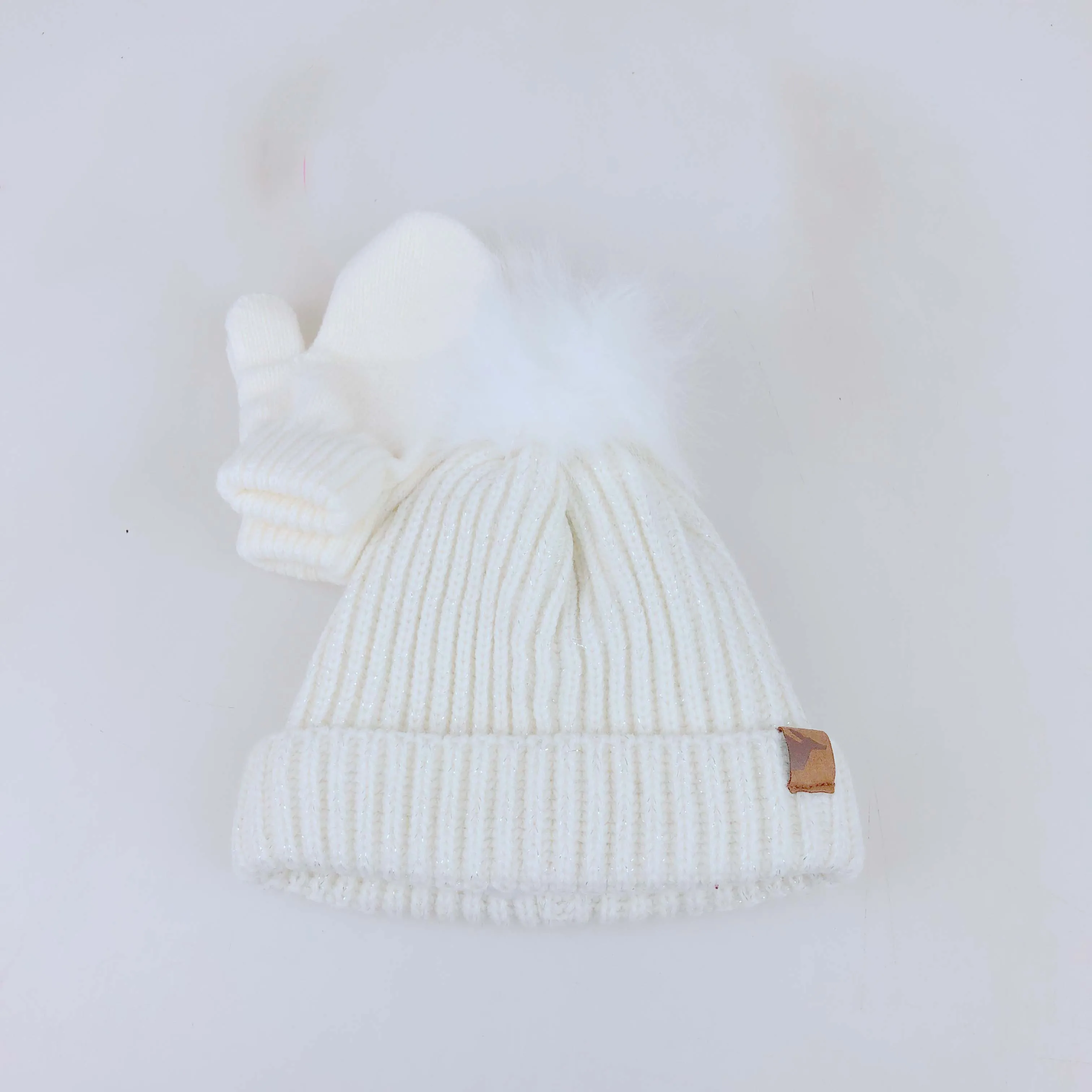 Villus Custom funny jacquard pattern children earflap winter hat kids beanies hat with  knitted pom