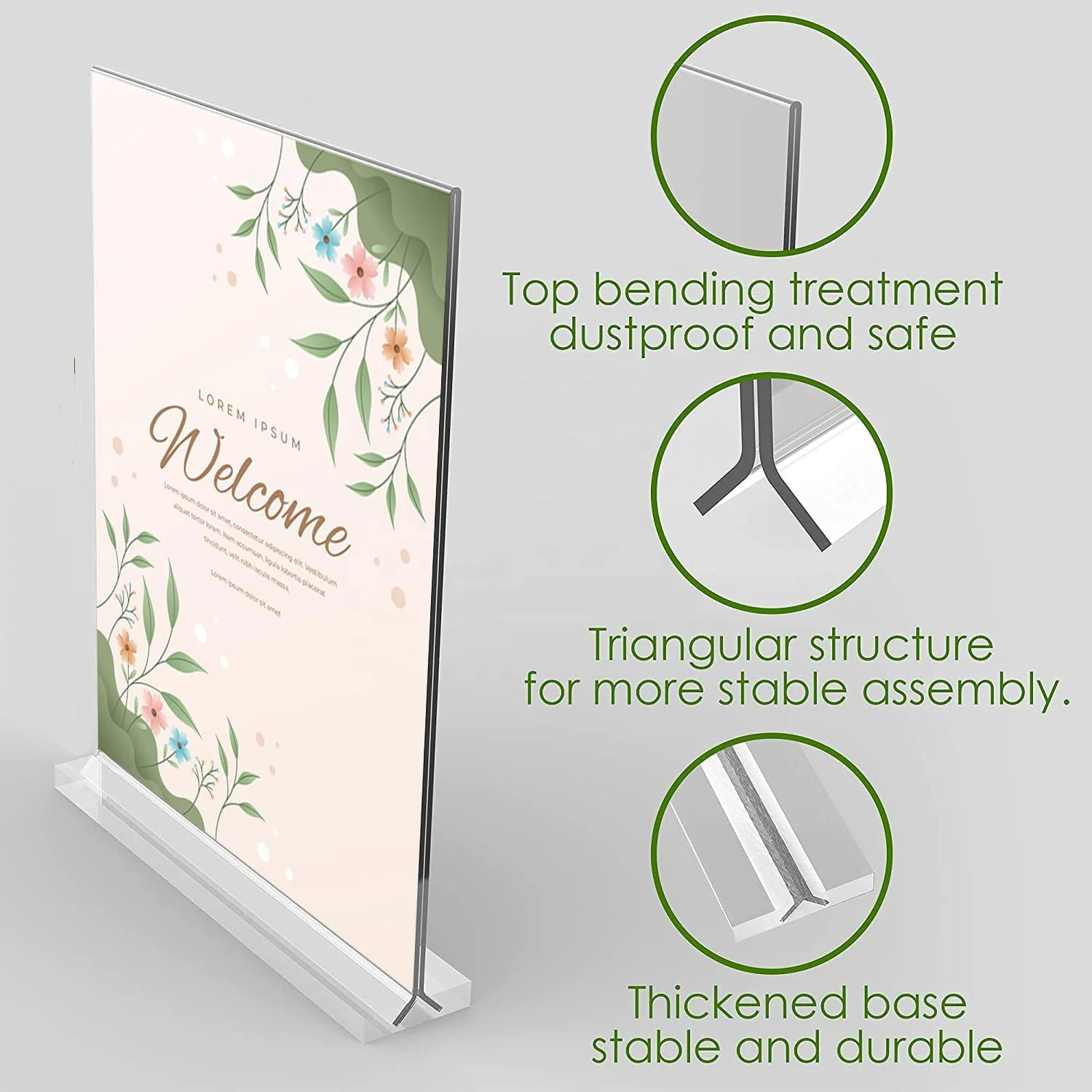 Triangular Groove Design Desktop Clear Acrylic Sign Holder Stand