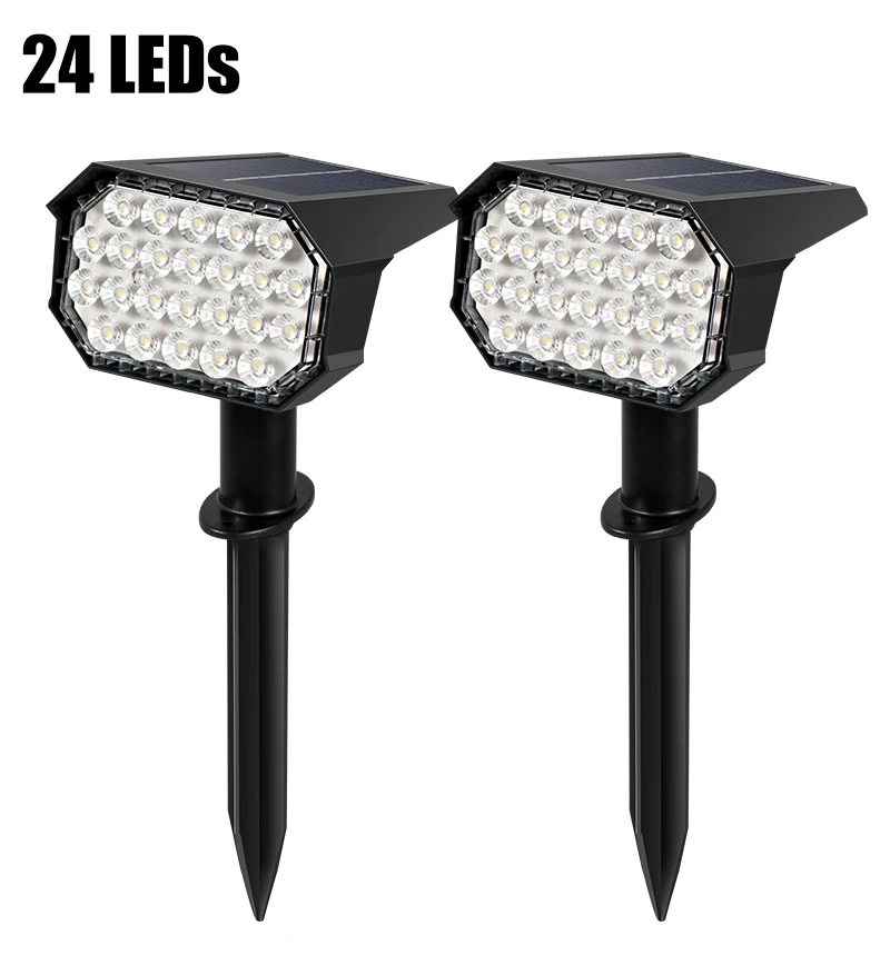 24 Leds Outdoor Ip65 Waterproof Wireless Solar Power Landscape Spotlights Ground Lawn Walkway Bright Led Garden Solar Spot Light