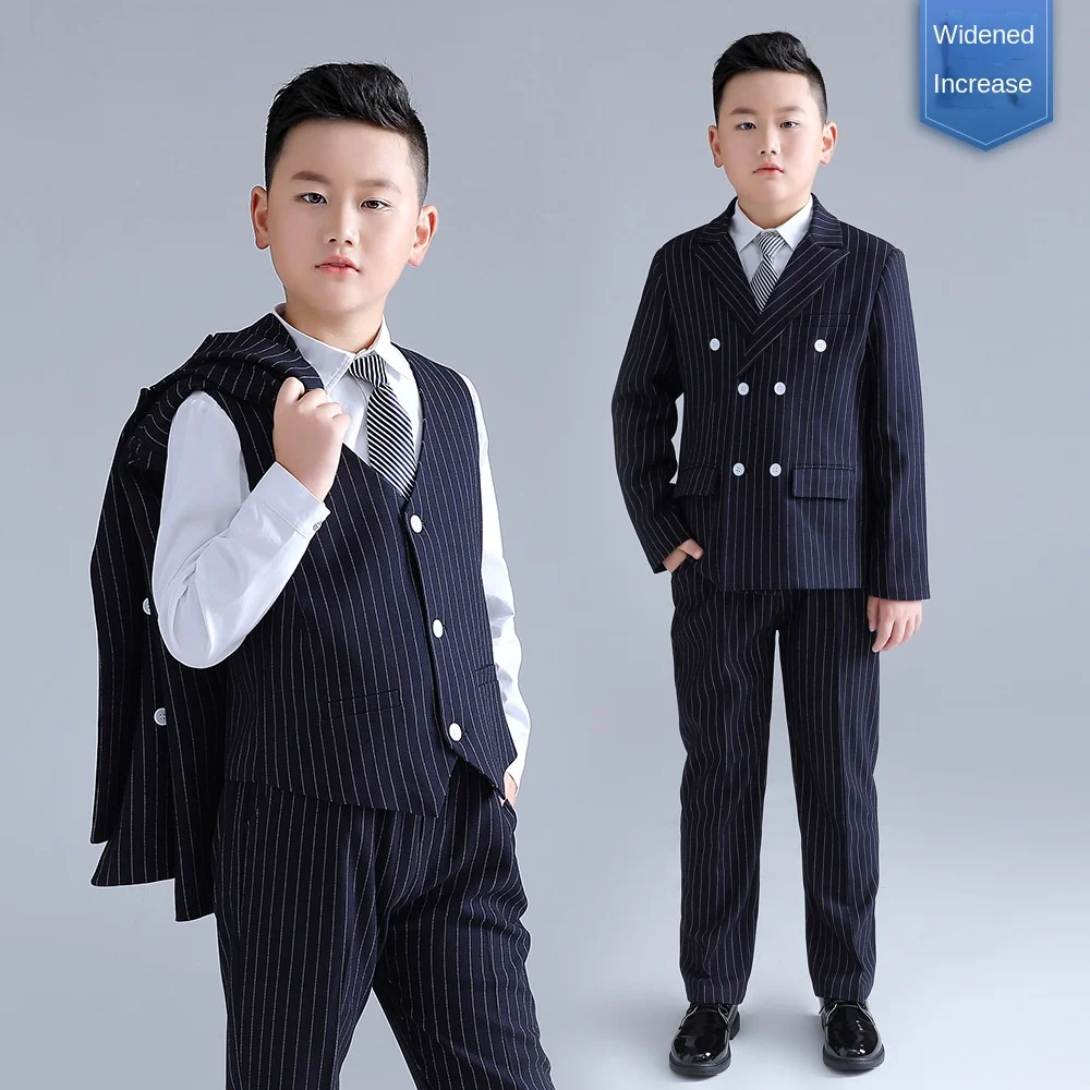 2024 Baby Boy Formal Suits Striped Kids Wedding Suit Tuxedo Children School Uniform Elegant New Year Costume Teenager Clothes