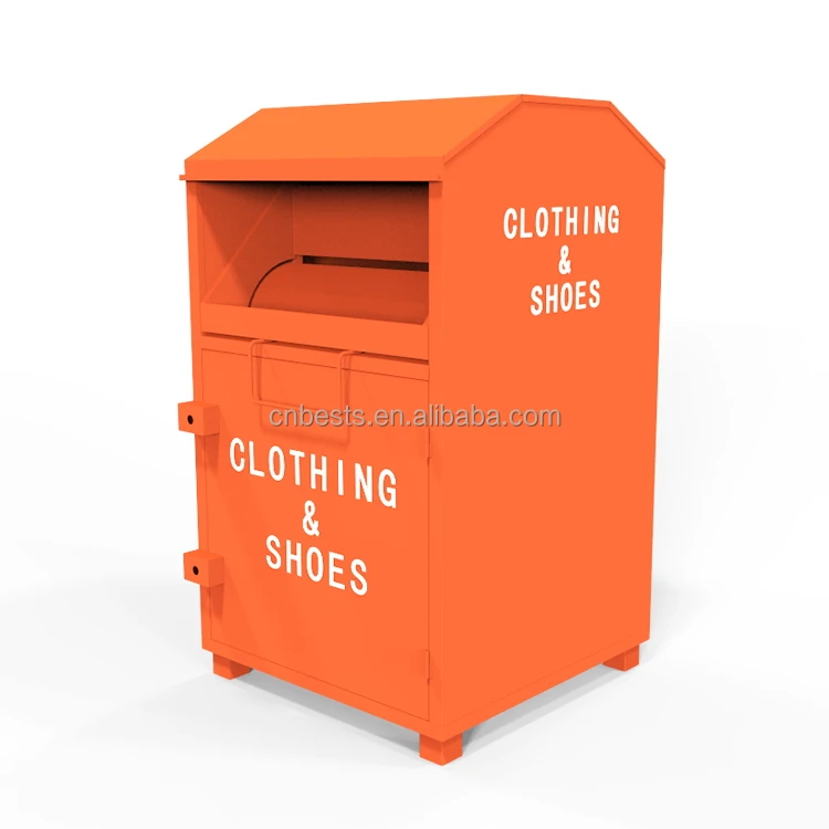 Waterproof Durable Metal Outdoor Donation box Old Clothing Shoes Books Recycling Bin Large Clothes Donation Recycle Bin