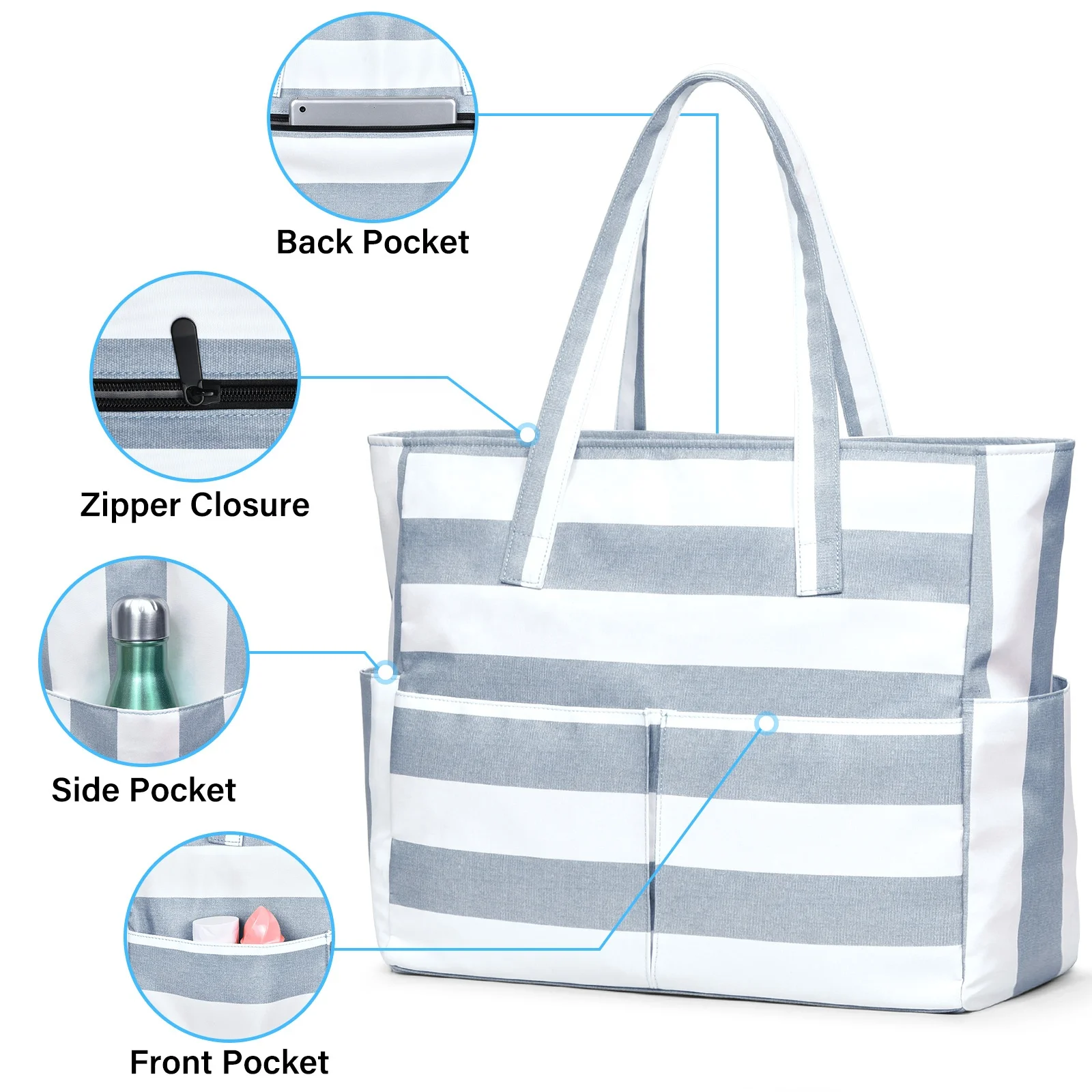 Custom  wholesale large rectangle pretty beach tote bag  canvas sac a main femm weekender  waterproof bale branded RTS beach bag