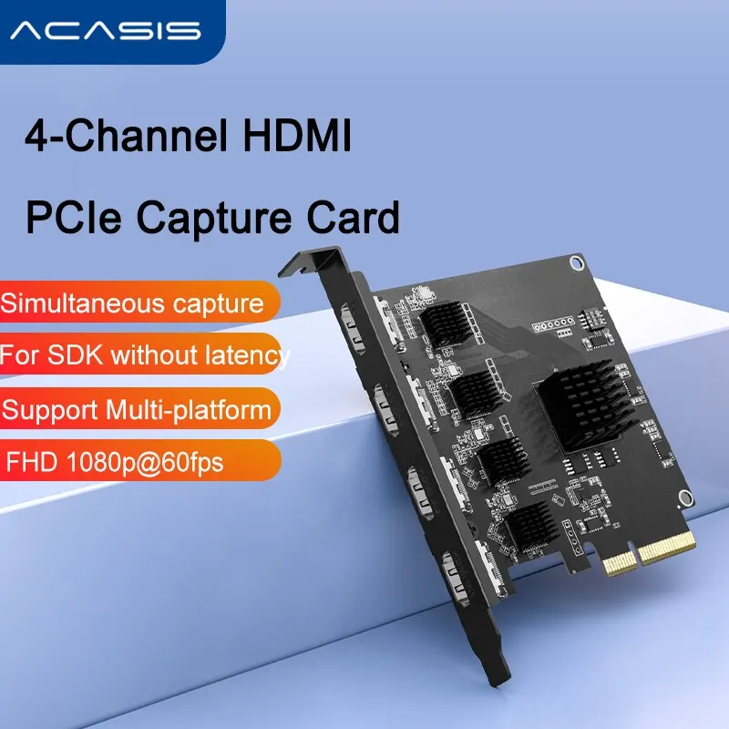 Acasis High Speed+Quality PCIe Capture card 4-CH 1080P/4K HD Video Capture Card for live streaming