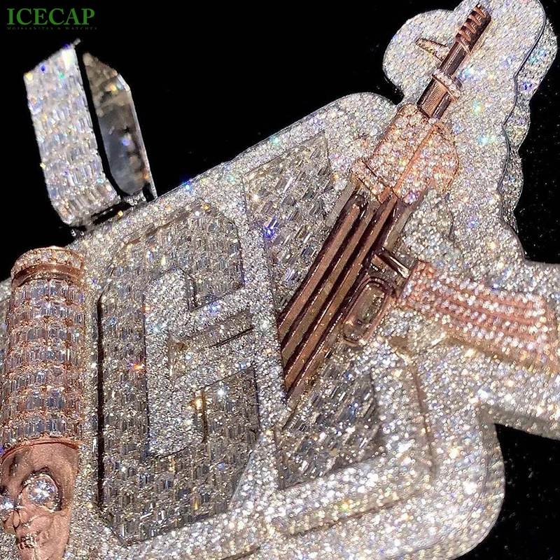 Custom VVS Moissanite Diamond Letter Name Hip Hop Jewelry Iced Out 925 Sterling Silver Logo Rose Gold Charm Pendant