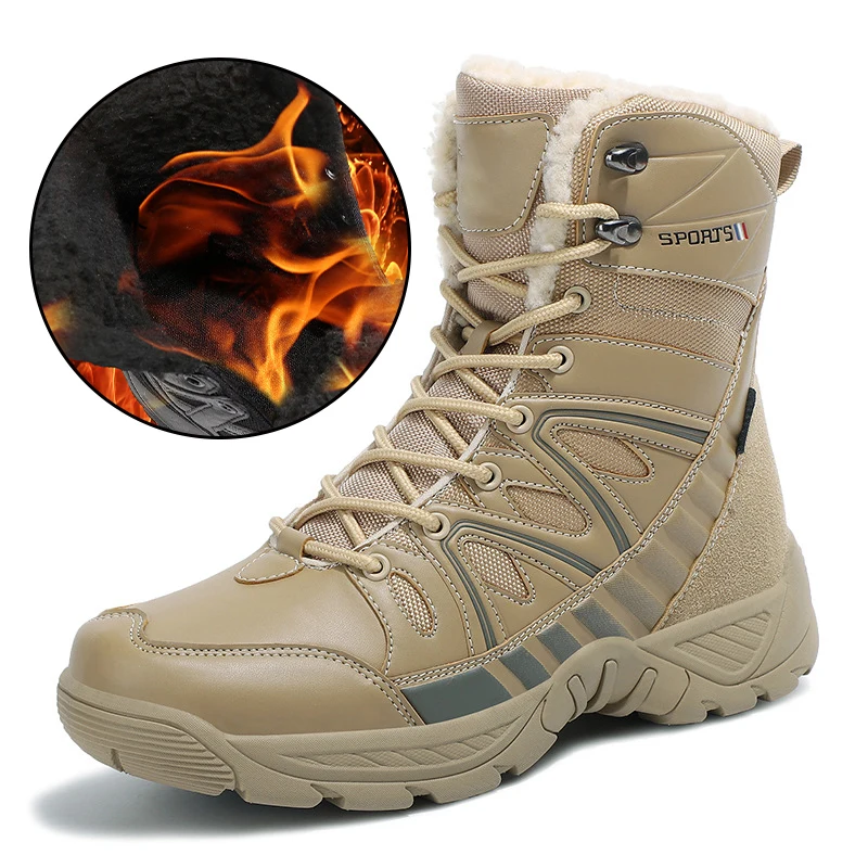 Новинка зимние плюшевые теплые ботинки для снега высокие ботинки для скалолазания Уличная обувь для поездок тренировочные тактические ботинки для пустыни